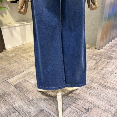 속밴딩 와이드 데님 팬츠