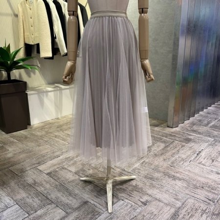 밴딩 레이어드 샤 롱 스커트