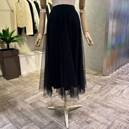 레이어드 밴딩 샤 롱 스커트