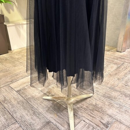 레이어드 밴딩 샤 롱 스커트