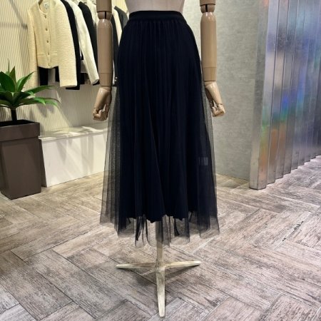 레이어드 밴딩 샤 롱 스커트