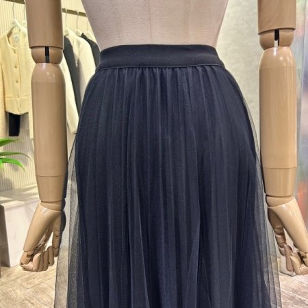 레이어드 밴딩 샤 롱 스커트