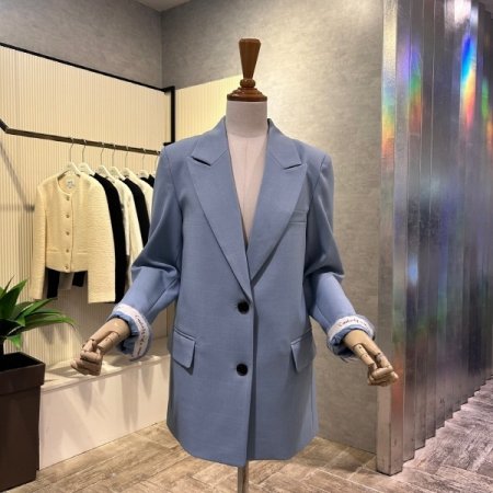 레터링 소매 싱글 자켓