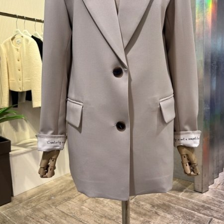 레터링 소매 싱글 자켓