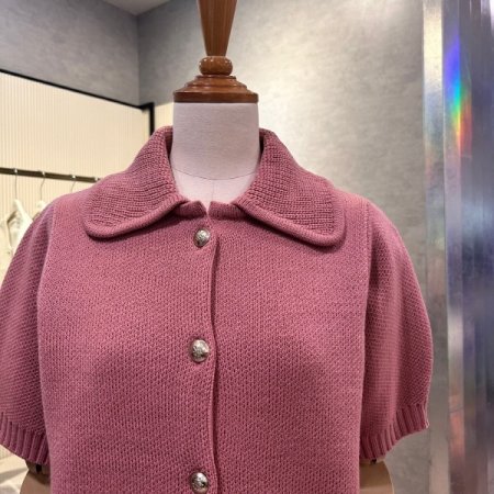 크롭 카라 단추 가디건