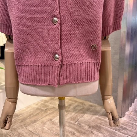 크롭 카라 단추 가디건