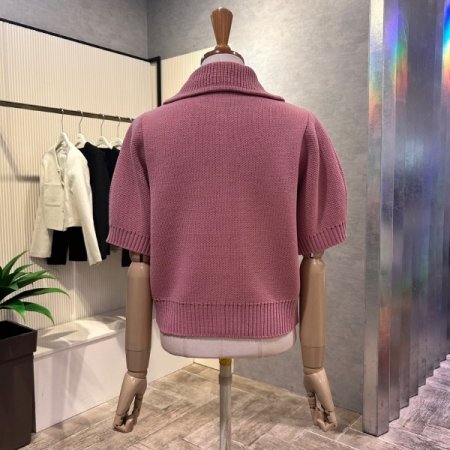 크롭 카라 단추 가디건