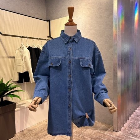 박시 언발 데님 셔츠