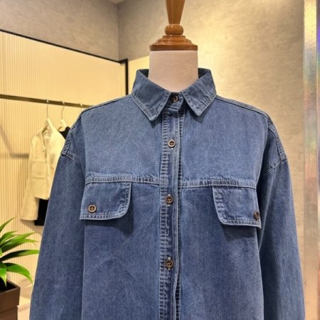 박시 언발 데님 셔츠