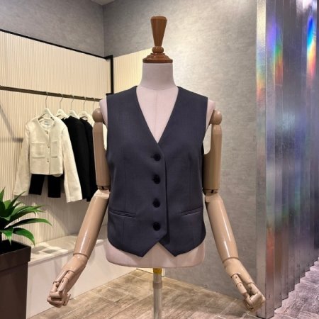 V넥 단추 정장 셋업 베스트