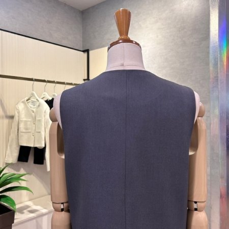 V넥 단추 정장 셋업 베스트