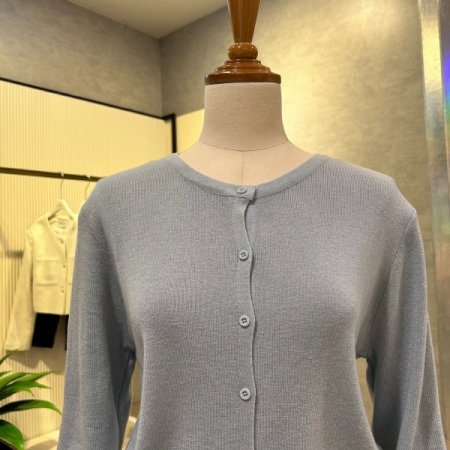 이중 배색 라운드 가디건