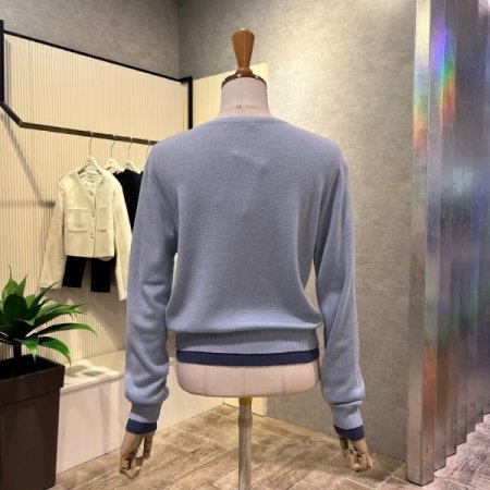 이중 배색 라운드 가디건