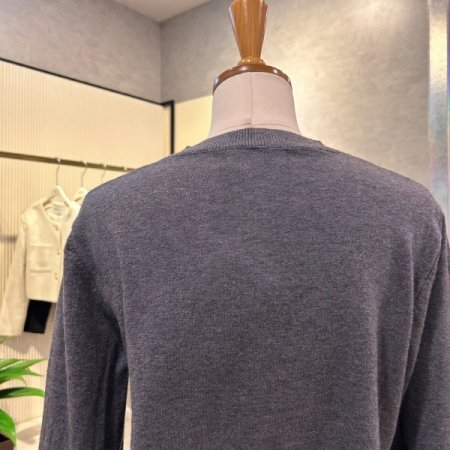 단추 라운드 소매 배색 가디건