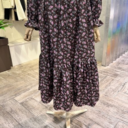 플라워 프릴 카라 롱 원피스