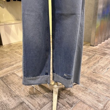 사이드 워싱 빈티지 와이드 데님 팬츠