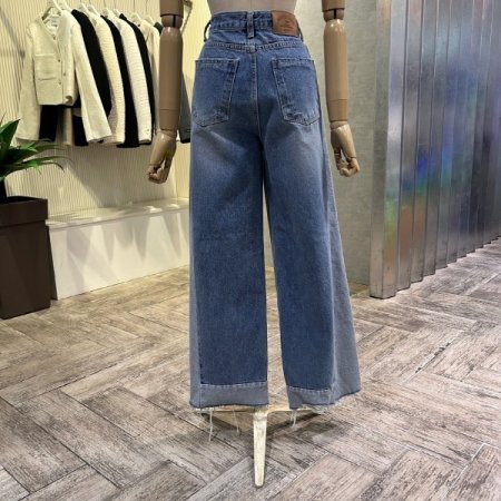 사이드 워싱 빈티지 와이드 데님 팬츠