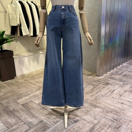 속밴딩 와이드 데님 팬츠