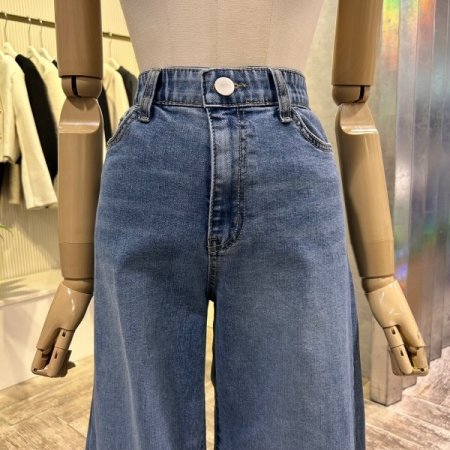 속밴딩 와이드 데님 팬츠