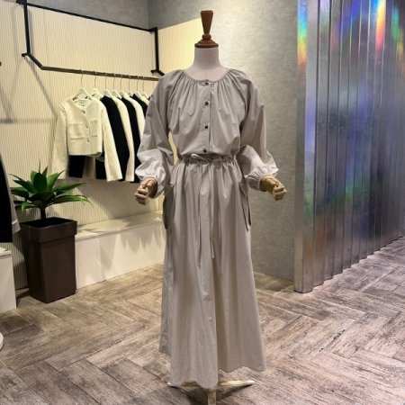 라은드 셔링 스트랩 포켓 롱 원피스