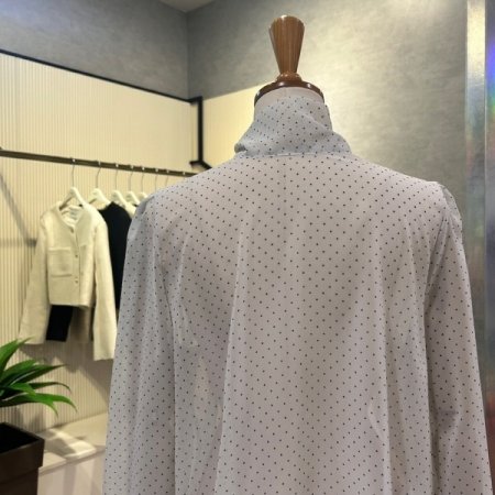 도트 시스루 스트랩 블라우스