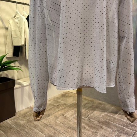 도트 시스루 스트랩 블라우스