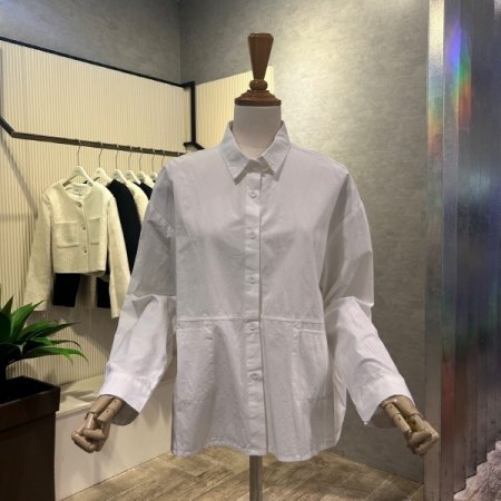 백 셔링 라인 포켓 블라우스