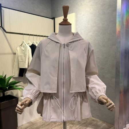 후드 스트링 이중직 점퍼