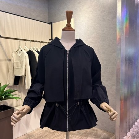 후드 스트링 이중직 점퍼