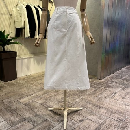 다트 라인 면 롱 스커트