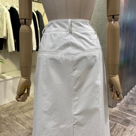 다트 라인 면 롱 스커트