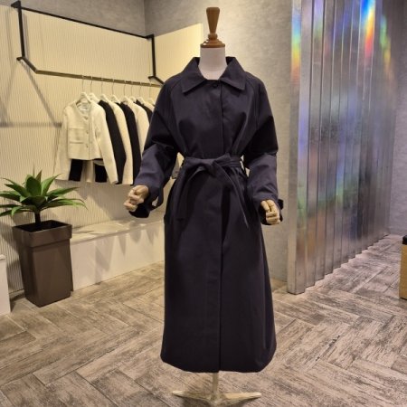 벨티드 박시 면 트렌치 코트