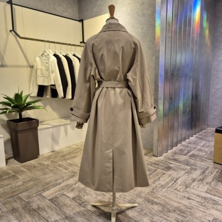 벨티드 박시 면 트렌치 코트