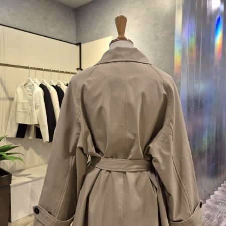 벨티드 박시 면 트렌치 코트