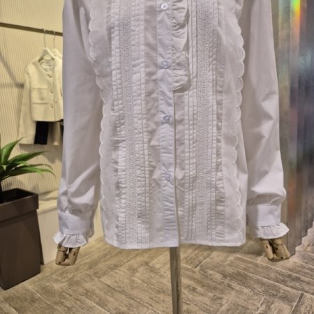 레이스 자수 프릴 블라우스