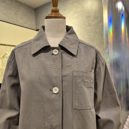 자수 포켓 면 카라 재킷