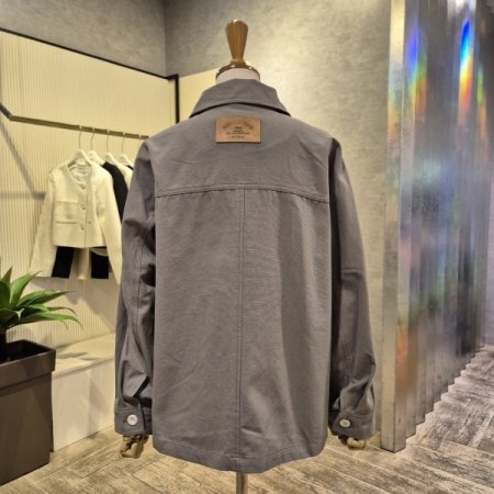 자수 포켓 면 카라 재킷