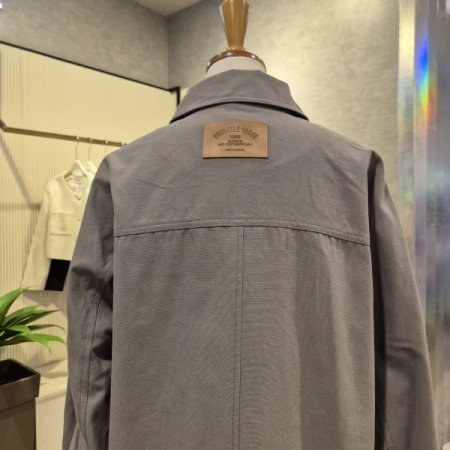 자수 포켓 면 카라 재킷