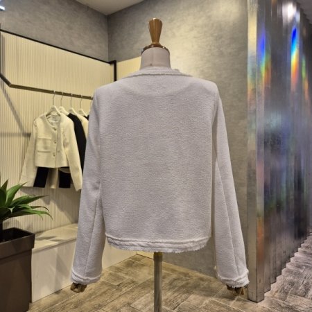 부클 배색 라운드 트위드 재킷