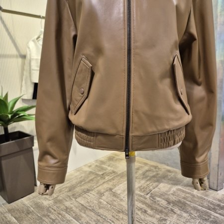 리얼 양가죽 집 업 카라 재킷