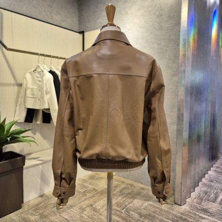 리얼 양가죽 집 업 카라 재킷