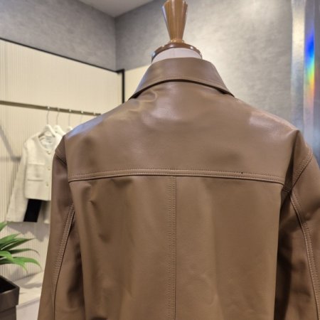 리얼 양가죽 집 업 카라 재킷