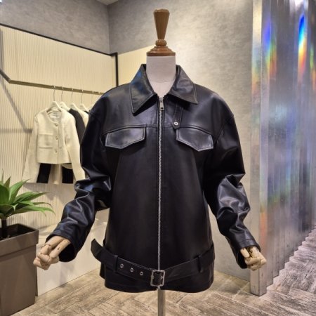 리얼 양가죽 벨트 라이더 재킷