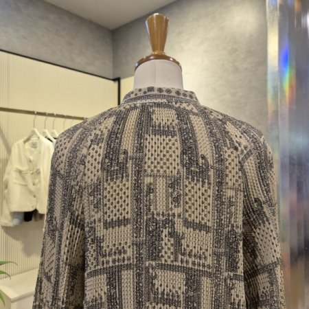 페이즐리 잔주름 리본 블라우스