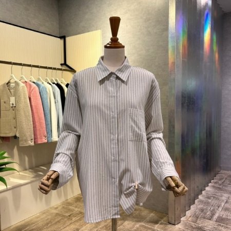 언발 나그랑 스트라이프 박시 셔츠