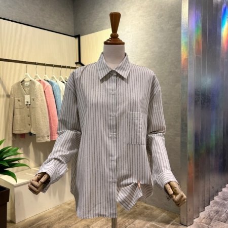 언발 나그랑 스트라이프 박시 셔츠