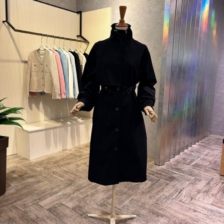 스트링 하이넥 단추 롱 점퍼