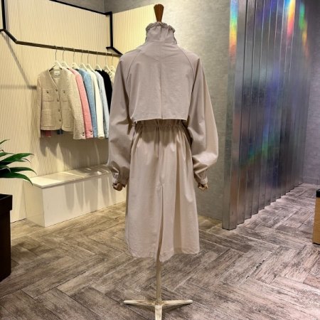 스트링 하이넥 단추 롱 점퍼