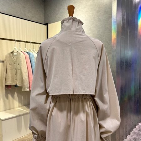 스트링 하이넥 단추 롱 점퍼