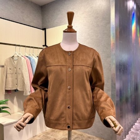 백 밴딩 인조 스웨이드 자켓